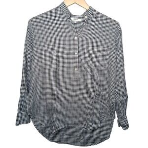 Madewell Gingham Plaid‎ Button Up Shirt Women's XXS Band Collar Long Sleeve